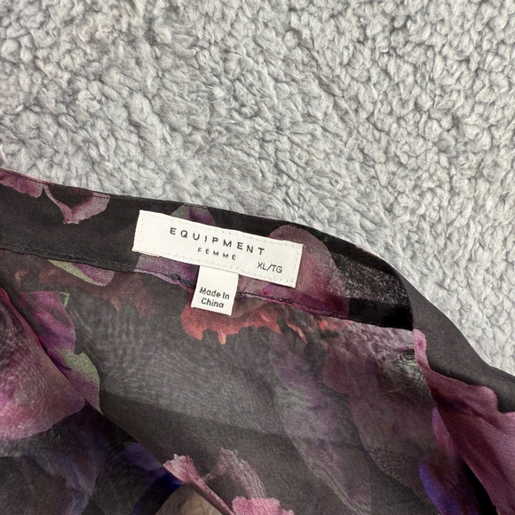 EQUIPMENT Boleyn Button front floral print sheer silk blouse size XL NEW - Picture 16 of 16